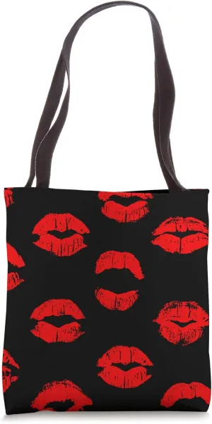 - Grunge Decor Red Lips Tote Bag