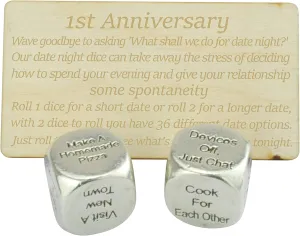 1 Year Anniversary Metal Date Night Dice - Create a Unique 1st Anniversary Date Night