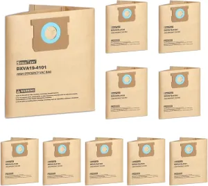 10 Pack High Efficiency Replacement Filter Bags for DEWALT 6 to 10 Gallon Wet/Dry Vacs - Part # DEWALT DXVA19-4101