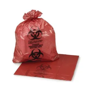 104M Biohazardous Waste Bag, Star Seal, Coreless Roll, Red/Black, 1.20 mil Gauge, 33 Gallon Capacity, 33" Width, 40" Length, Pack of 250