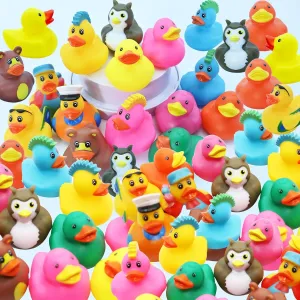 120 Pack Rubber Ducks for Jeeps 2.3 Inch Jeep Ducks for Ducking Assortment Rubber Duckies Bulk Floater for Toddlers Bath Toys Party Favors Summer Beach Pool Activity