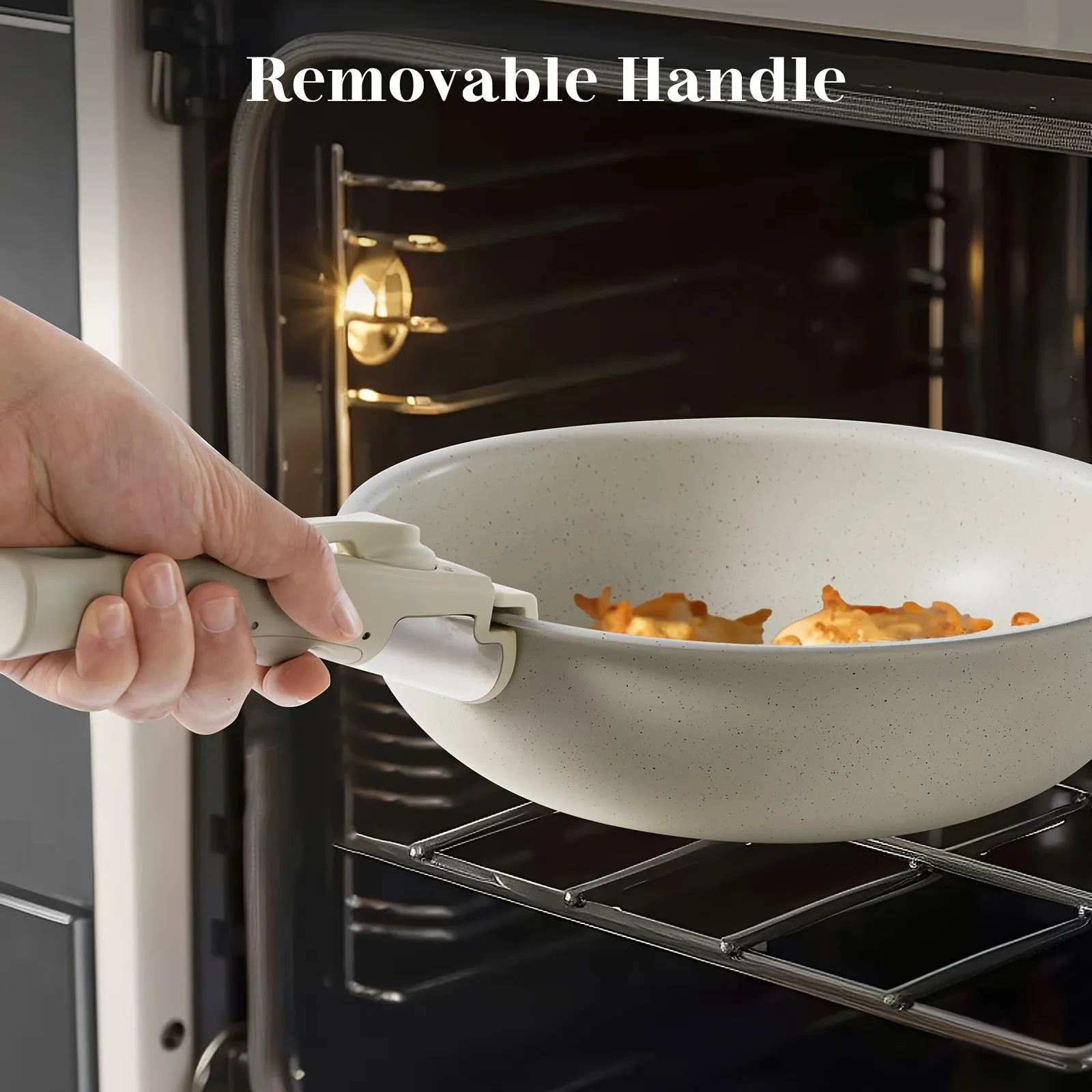 12pcs OLIXIS Nonstick Cookware Set with Detachable Handles – Beige Kitchen Essentials