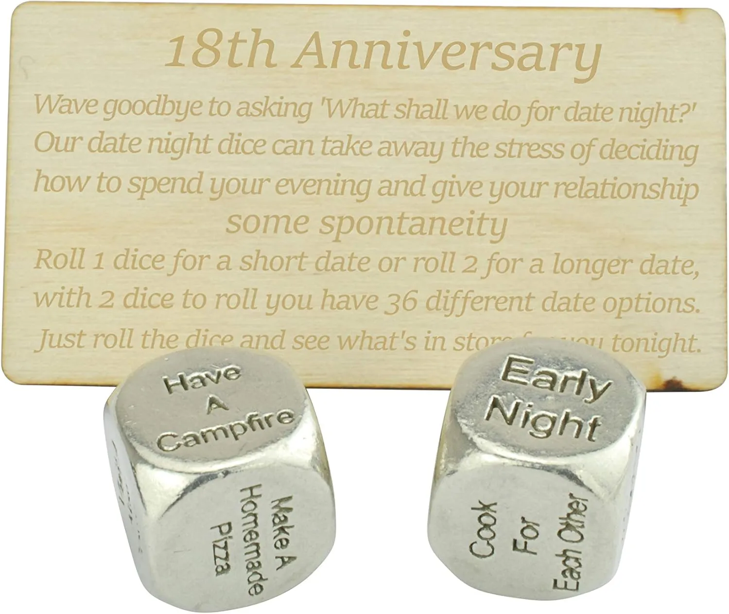 18 Year Anniversary Metal Date Night Dice - Create a Unique 18th Anniversary Date Night