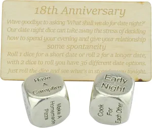 18 Year Anniversary Metal Date Night Dice - Create a Unique 18th Anniversary Date Night