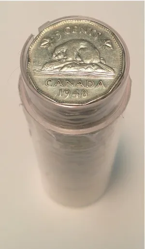 1948 Canada 5-Cent Roll of 40pcs in Average Condition (semi key date)