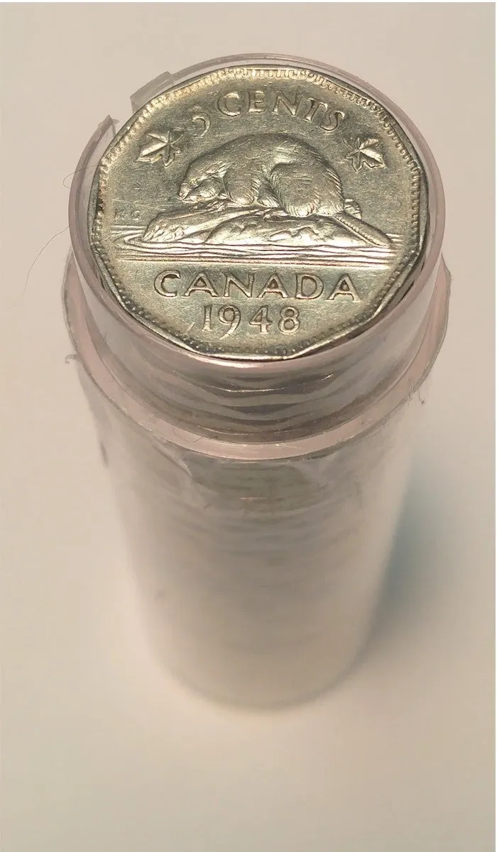 1948 Canada 5-Cent Roll of 40pcs in Average Condition (semi key date)