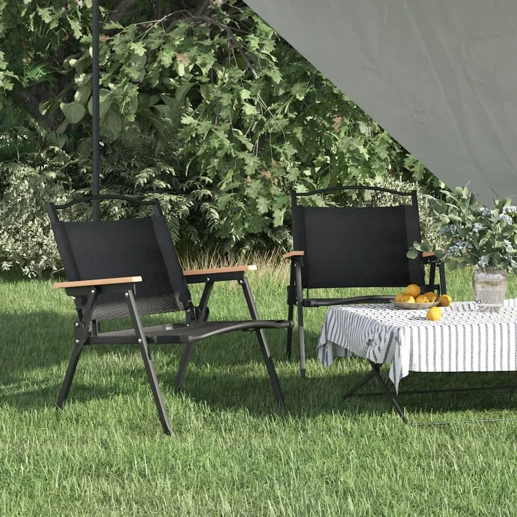 2-Pack Black Camping Chairs with Oxford Fabric 21.3"x16.9"x23.2" Foldable Outdoor Lounge Chairs for Beach, Patio Furniture, Picnic & Lawn Use