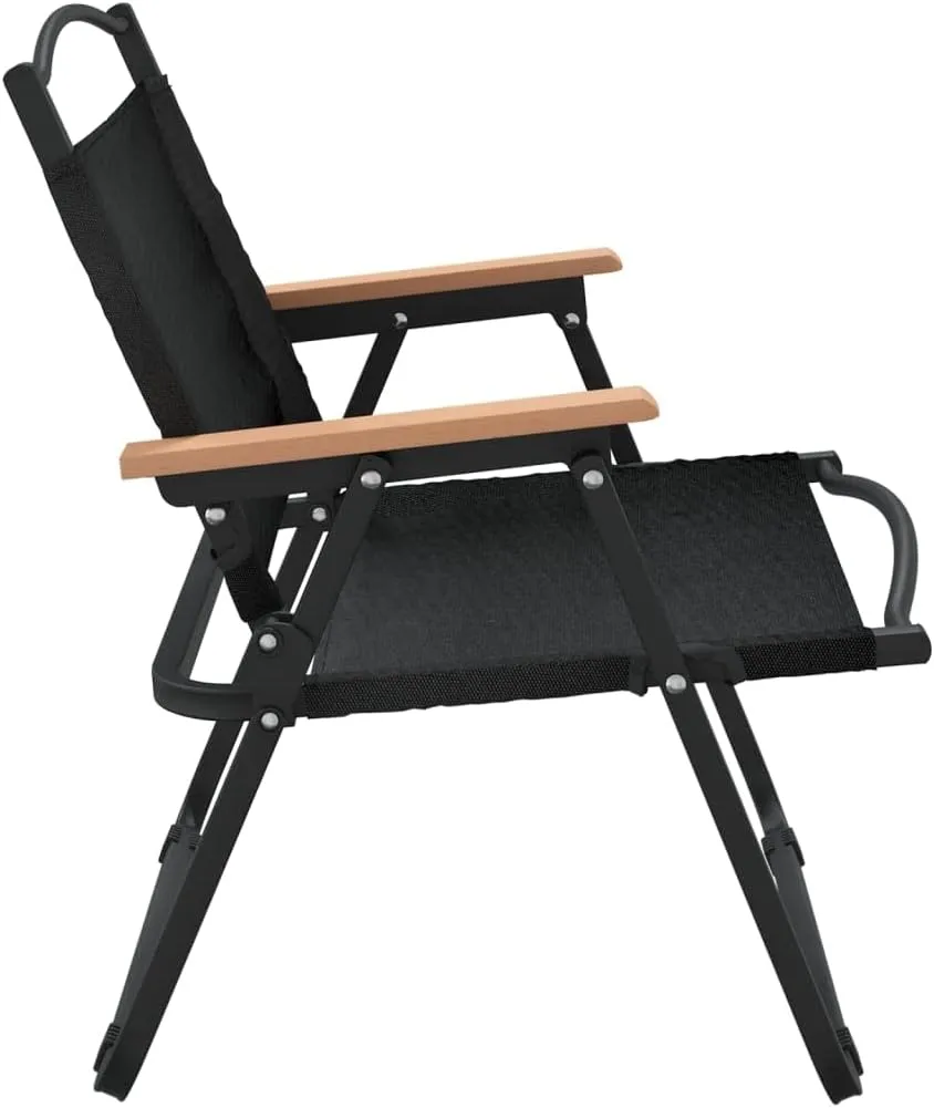 2-Pack Black Camping Chairs with Oxford Fabric 21.3"x16.9"x23.2" Foldable Outdoor Lounge Chairs for Beach, Patio Furniture, Picnic & Lawn Use