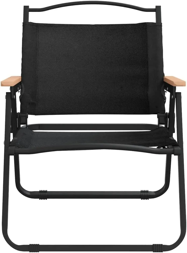 2-Pack Black Camping Chairs with Oxford Fabric 21.3"x16.9"x23.2" Foldable Outdoor Lounge Chairs for Beach, Patio Furniture, Picnic & Lawn Use