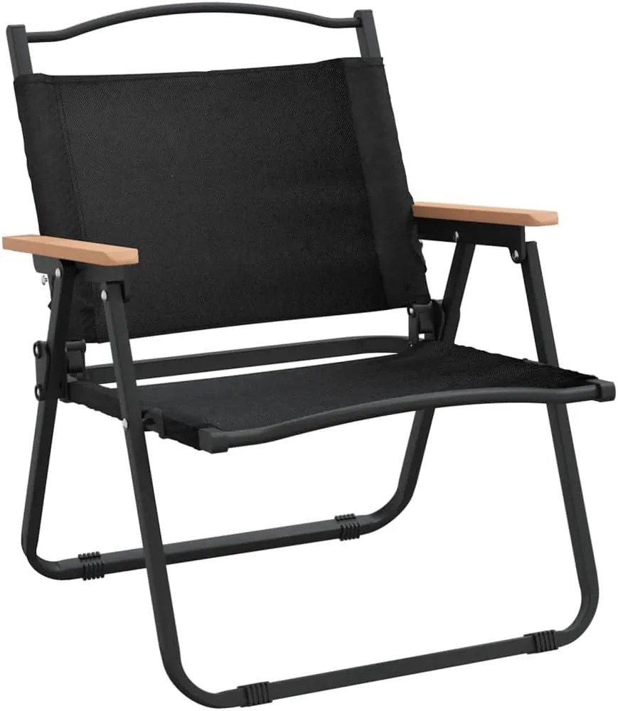 2-Pack Black Camping Chairs with Oxford Fabric 21.3"x16.9"x23.2" Foldable Outdoor Lounge Chairs for Beach, Patio Furniture, Picnic & Lawn Use