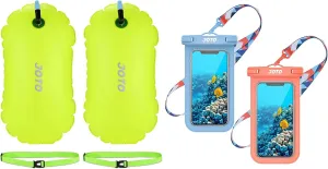 2 Pack JOTO Swim Buoy Float Bundle with Universal Waterproof Cell Phone Dry Bag