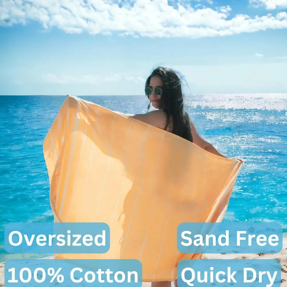 2 Pack The Turkish Beach Towel 40x72 Inches, Oversized 100% Cotton Sand Free Lightweight Absorbent Quick-Dry Beach Blanket, Extra Large Turkish Bath Towels for Travel and Pool, Yoga (American Pink)