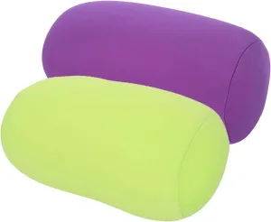 2 Pcs Microbead Bolster Tube Pillow, Squishy Neck Arm Back Support Roll Body Cushion Pillows Cylinder Bean Bag Throw Pillow for Plane Car Travel Recliner Sleeping, 11.8 x 6.3 Inch, Purple   Green