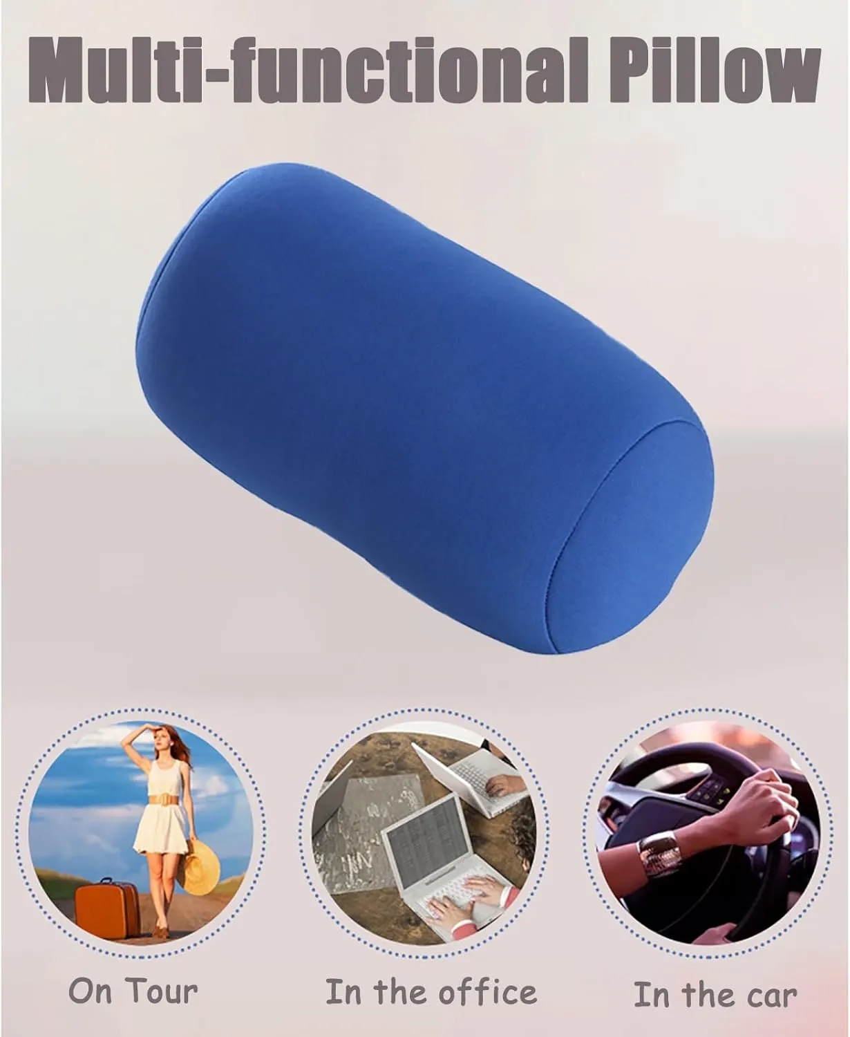 2 Pcs Microbead Bolster Tube Pillow, Squishy Neck Arm Back Support Roll Body Cushion Pillows Cylinder Bean Bag Throw Pillow for Plane Car Travel Recliner Sleeping, 11.8 x 6.3 Inch, Purple   Green