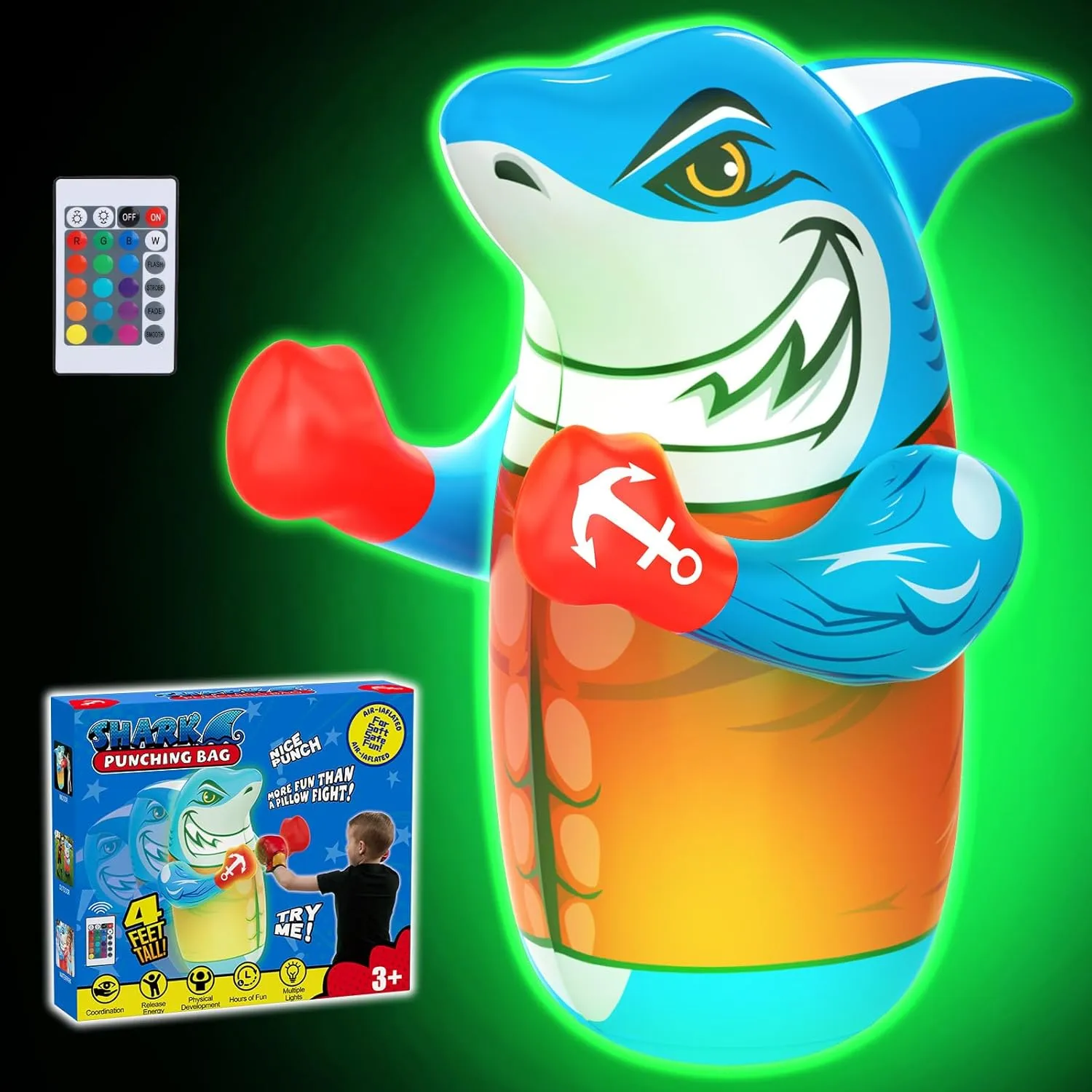 2025-Updated Shark Inflatable Punching Bag for Kids, 47'' Shark Toys for Kids, Uniquely-Designed Durable Indoor & Outdoor Toys Birthday for 3-8 Years Old Boys