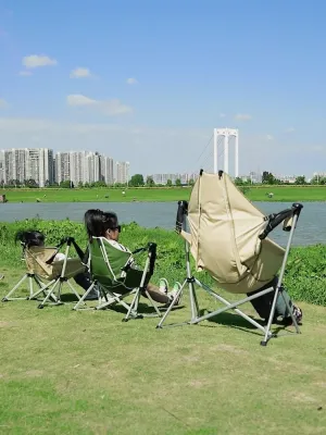2025 Upgrade Portable Folding Hammock Chair - Heavy Duty Reclining Lounge Chair for Camping, Patio & Backyard, Adjustable Backrest with Cup Holder & Carry Bag (Adult/Kids) (Camping Green Adult)