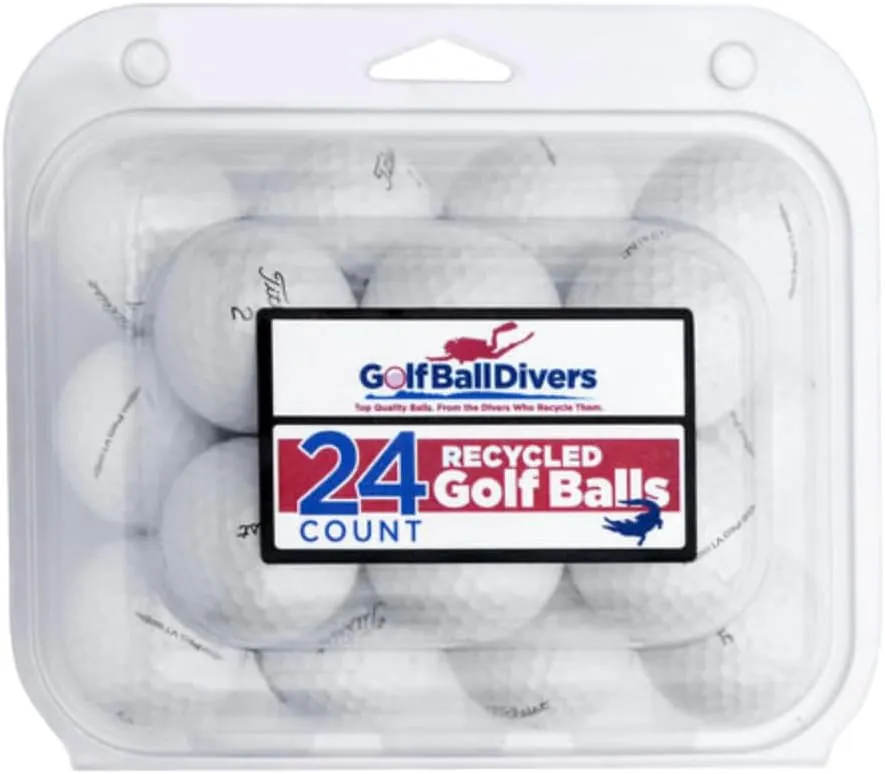 24 Pre-Owned for Top Flite 2 Dozen Recycled Golf Balls with Bonus 1 Club Rest Vivid Colors Dry Grip