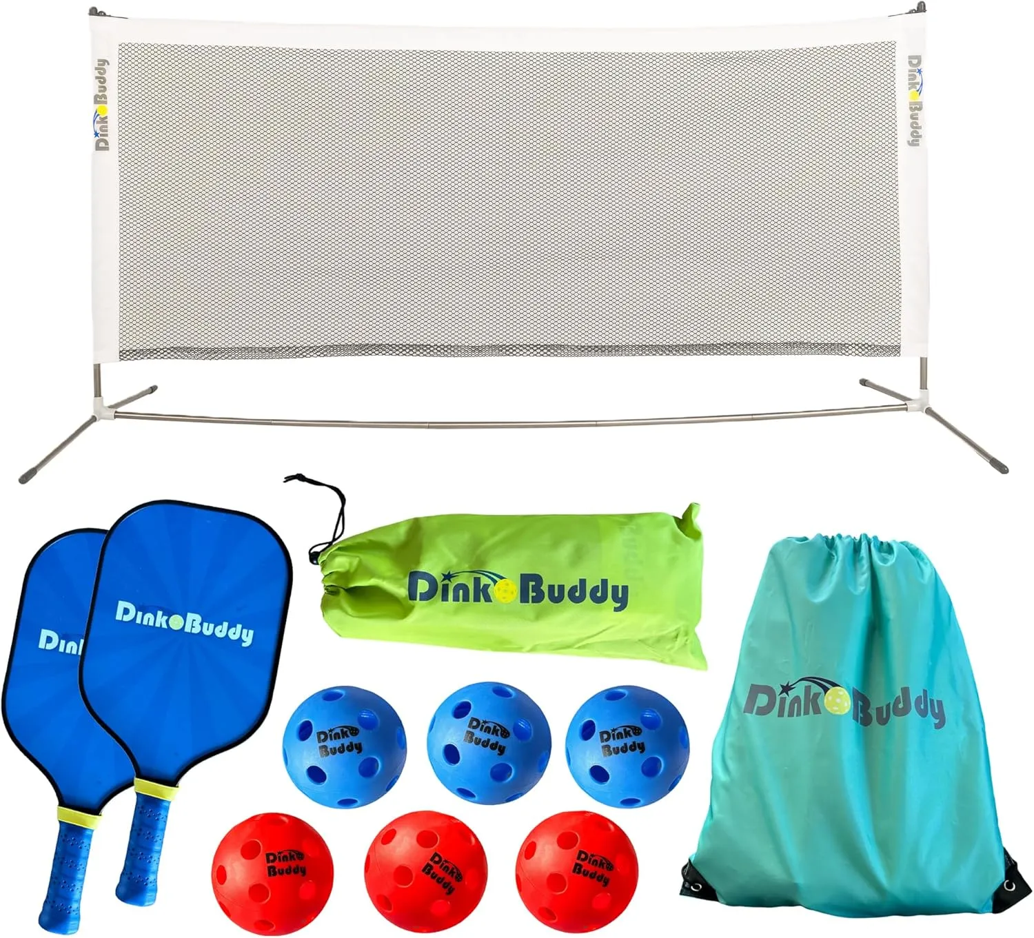 3-in-1 (with Collapsible 6-ft Pickleball Net) & 2-in-1 Options with 3 Kelso   3 Standard Balls, 2 Paddles, & 1 Drawstring Backpack