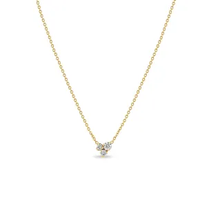 3 Mixed Prong Set Diamond Necklace in Yellow Gold