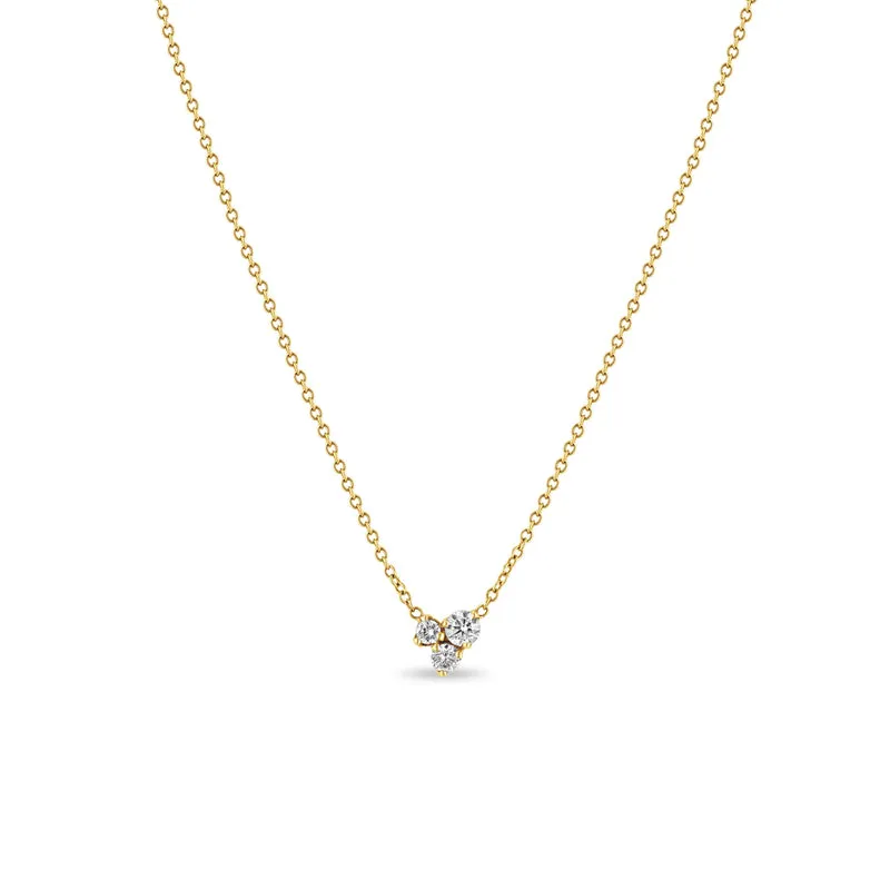 3 Mixed Prong Set Diamond Necklace in Yellow Gold