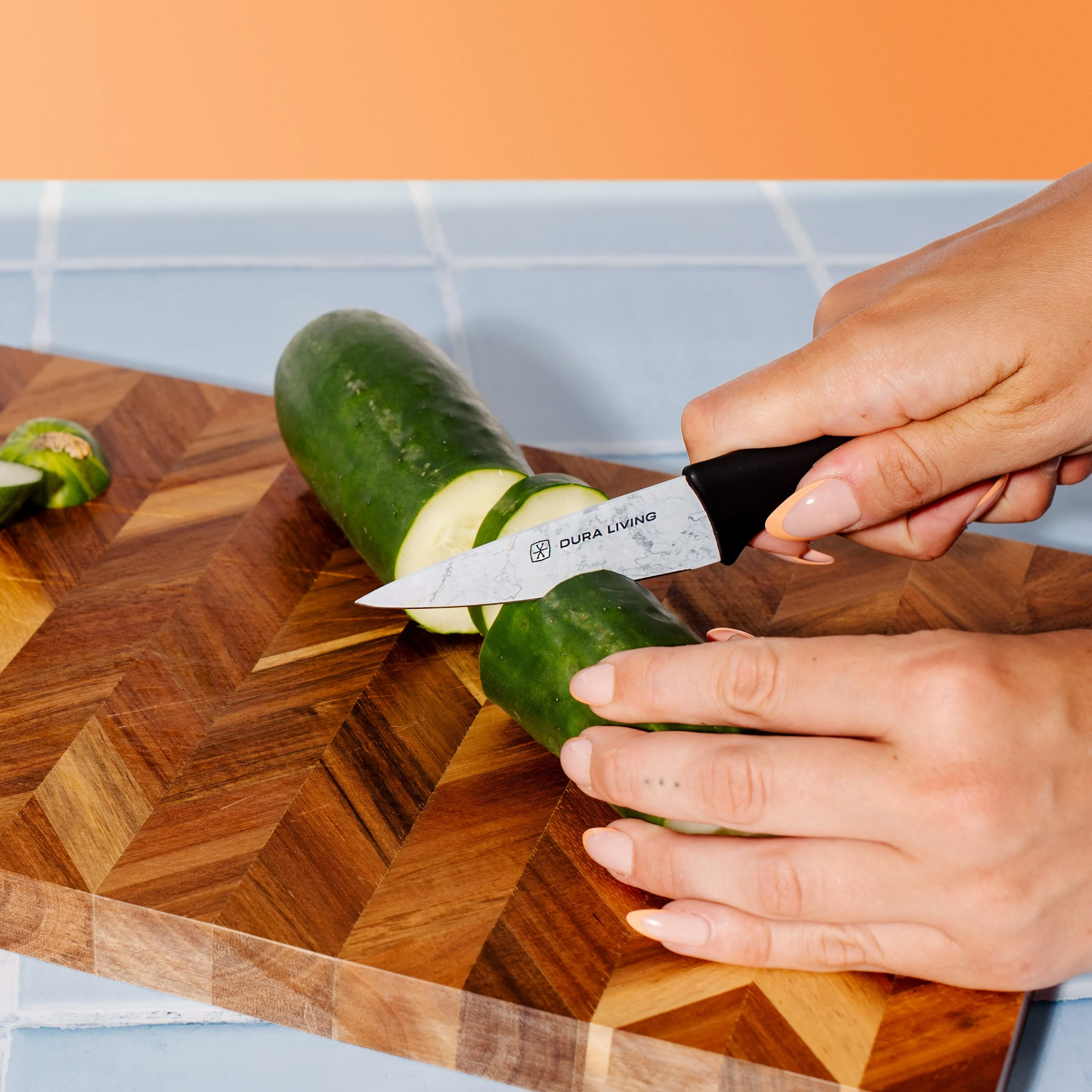 3-Piece Printed Kitchen Knife Set-Marble by Dura Living