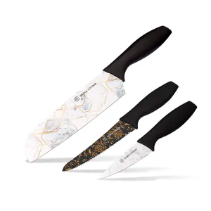 3-Piece Printed Kitchen Knife Set-Marble by Dura Living