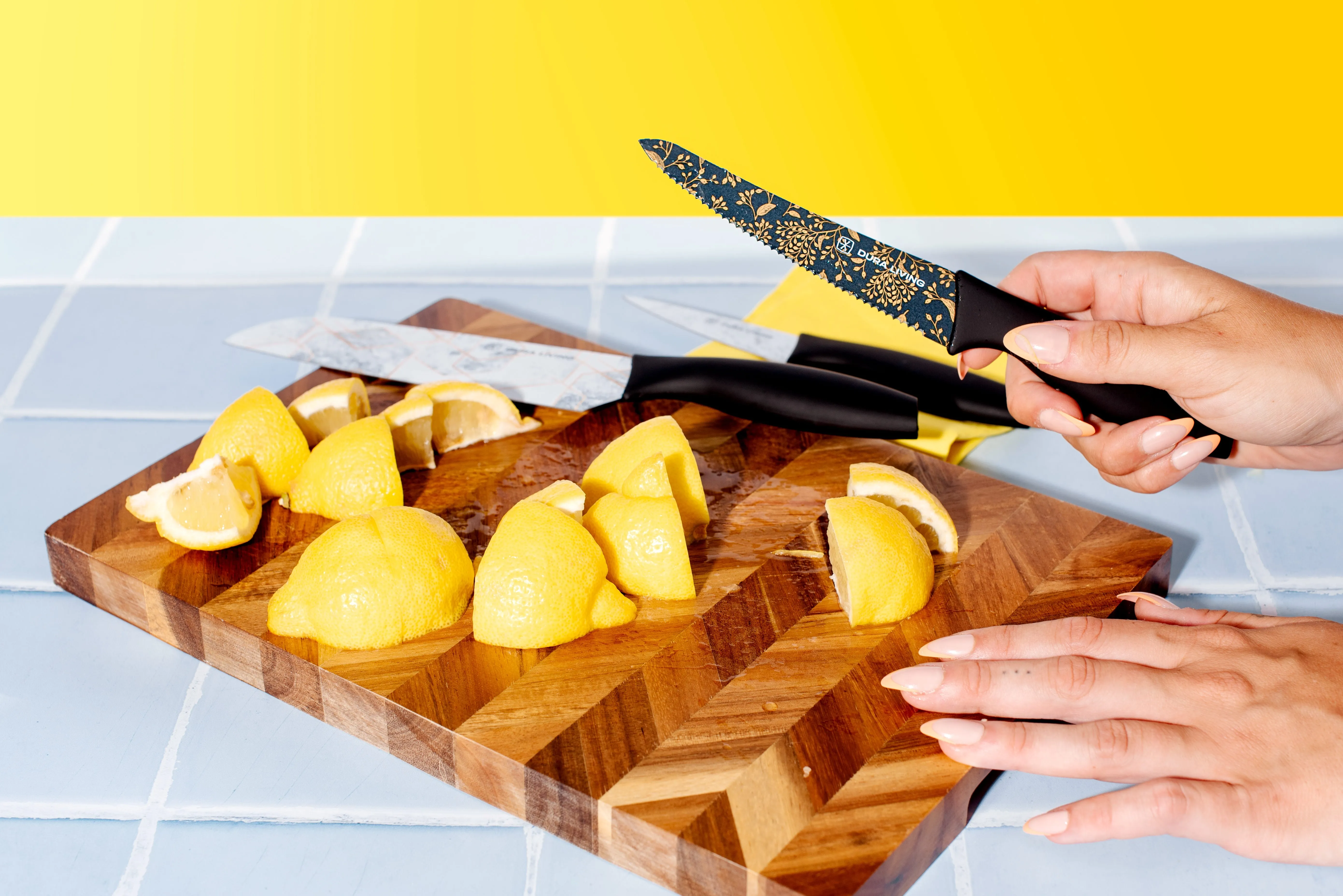 3-Piece Printed Kitchen Knife Set-Marble by Dura Living