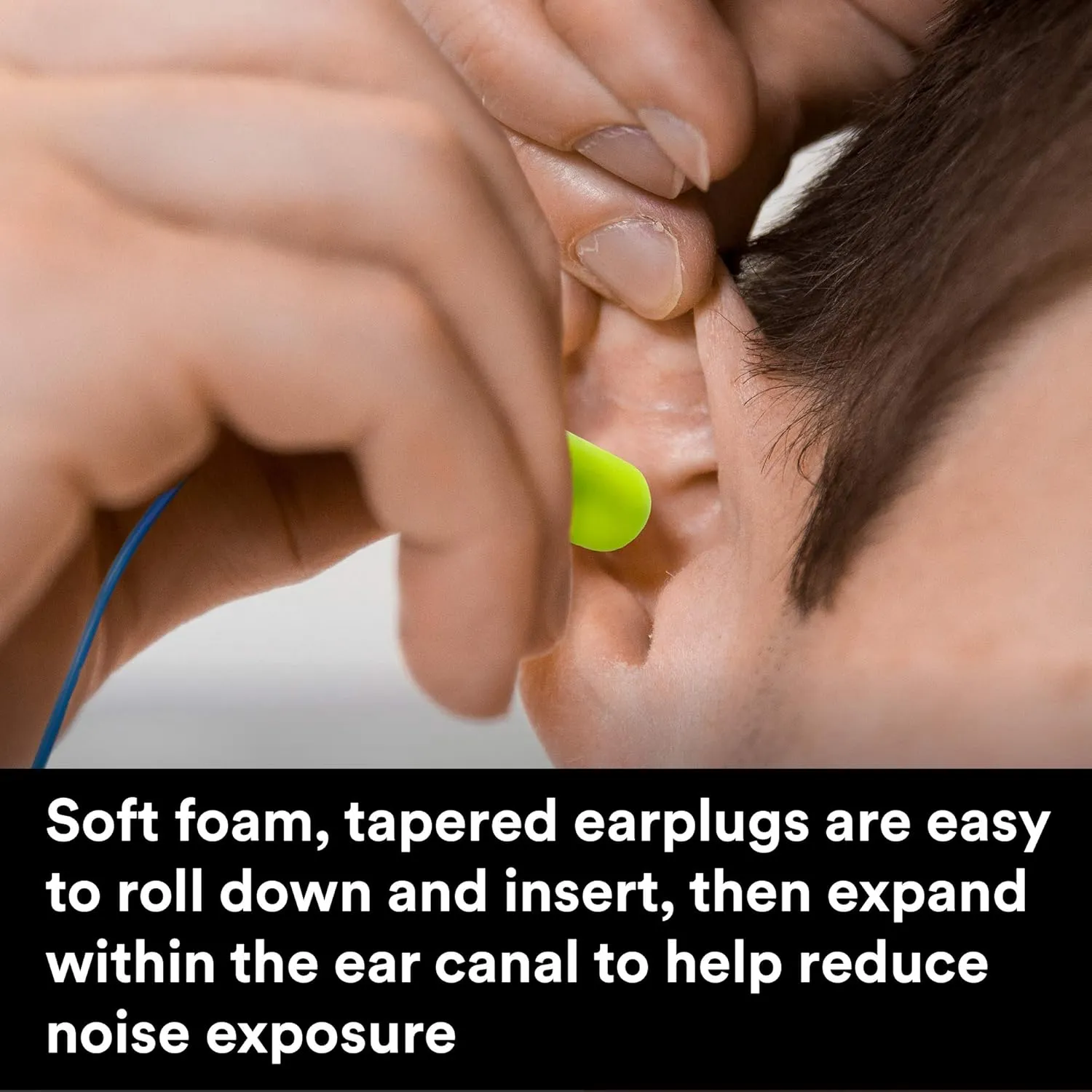 3M Ear Plugs, E-A-Rsoft Yellow Neons 311-4106, Metal Detectable Cord, 200 Pair of Disposable Earplugs, Pairs Wrapped, Regular Size, Corded, 32 NRR, Tapered Cylinder Shape, Slow Recovery Foam