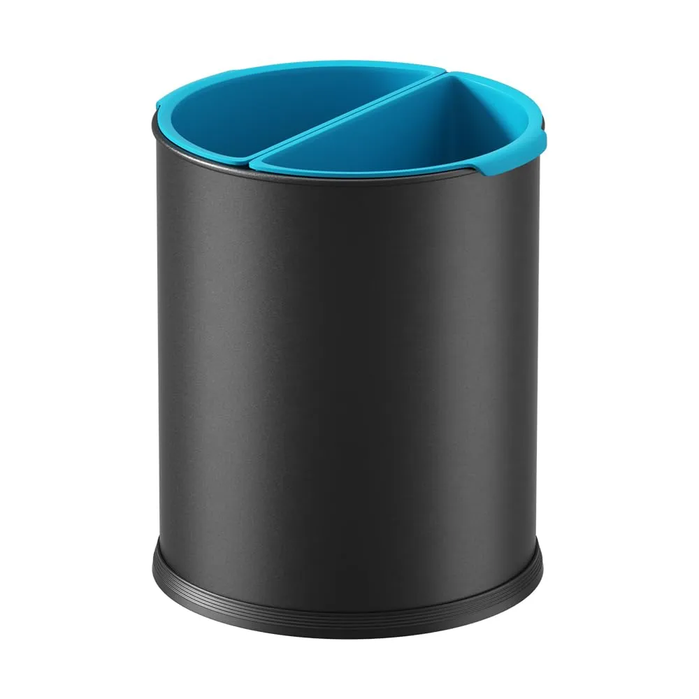 4 Gallon Business Trash Can Indoor, Two Removable Liners,Recycling,Environmental Protection,Round Metal Garbage Can, Black Sorting Garbage Bin (Double Trash can)