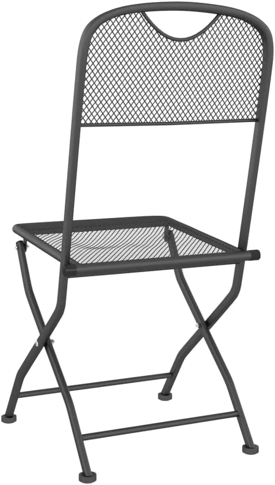 4-Pack Folding Patio Chairs with Expanded Metal Mesh, Sturdy Outdoor Dining Chairs Anthracite for Camping Beach Poolside, Space-Saving Foldable Lawn Furniture Set