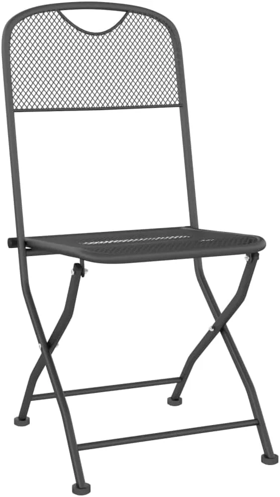 4-Pack Folding Patio Chairs with Expanded Metal Mesh, Sturdy Outdoor Dining Chairs Anthracite for Camping Beach Poolside, Space-Saving Foldable Lawn Furniture Set