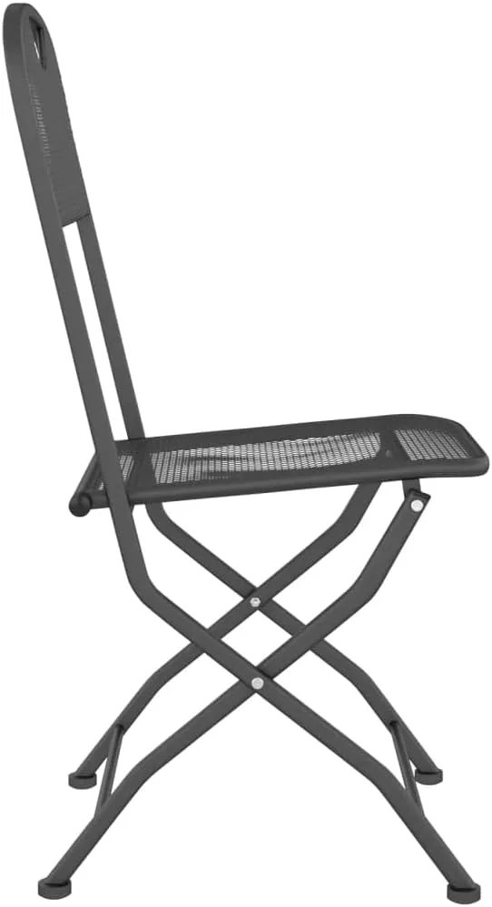 4-Pack Folding Patio Chairs with Expanded Metal Mesh, Sturdy Outdoor Dining Chairs Anthracite for Camping Beach Poolside, Space-Saving Foldable Lawn Furniture Set