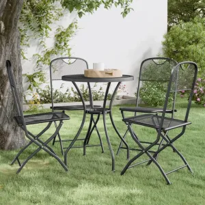 4-Pack Folding Patio Chairs with Expanded Metal Mesh, Sturdy Outdoor Dining Chairs Anthracite for Camping Beach Poolside, Space-Saving Foldable Lawn Furniture Set