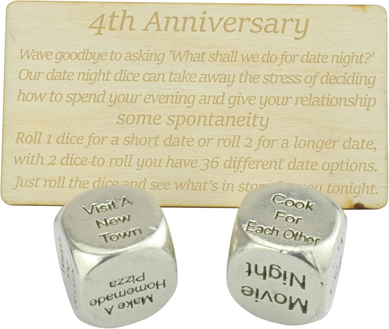 4 Year Anniversary Metal Date Night Dice - Create a Unique 4th Anniversary Date Night