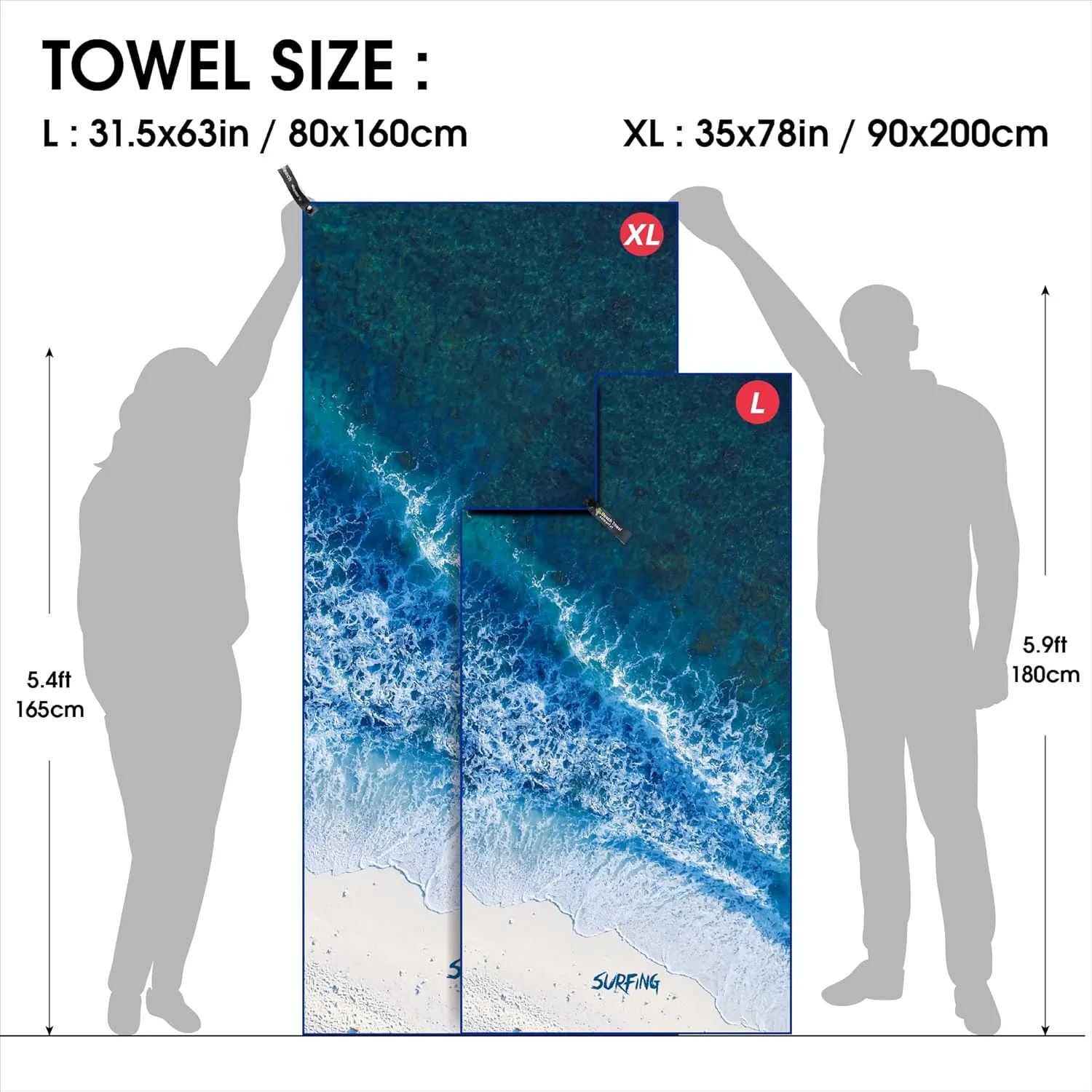 4Monster Microfiber Beach Towel Quick Dry,Super Absorbent Lightweight Travel Towel for Swimmers, Sand Free Camping Towel, Beach Towels for Pool, Swim, Water Sports,Yoga,Gym,Backpacking