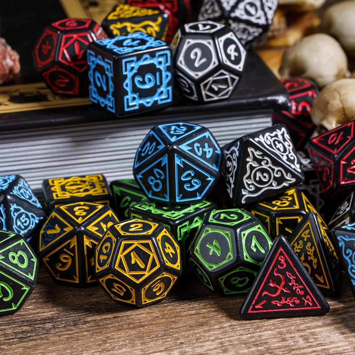 5 Sets DND Dice Druid Polyhedral Dice Set (35pcs) with 1 Large Leather Bag, D&D Die Set for Dungeons and Dragons, RPG Table Games (5Sets/35Pcs Druid Die)