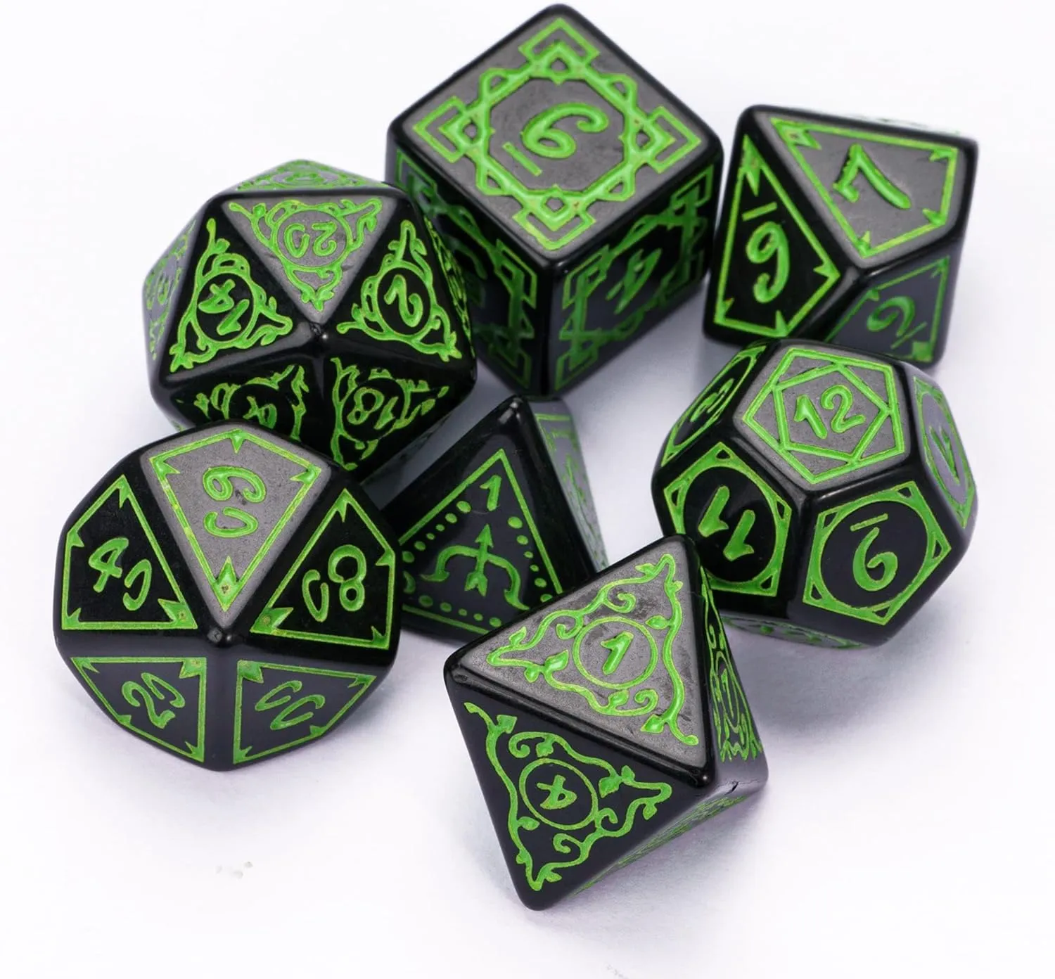 5 Sets DND Dice Druid Polyhedral Dice Set (35pcs) with 1 Large Leather Bag, D&D Die Set for Dungeons and Dragons, RPG Table Games (5Sets/35Pcs Druid Die)