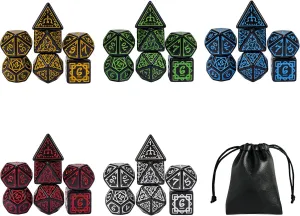 5 Sets DND Dice Druid Polyhedral Dice Set (35pcs) with 1 Large Leather Bag, D&D Die Set for Dungeons and Dragons, RPG Table Games (5Sets/35Pcs Druid Die)