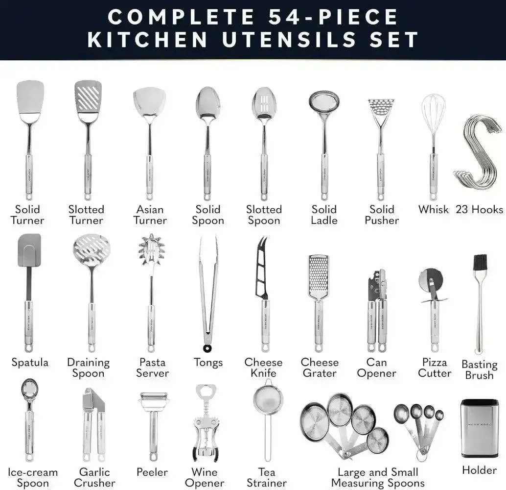 54 Pcs Nonstick Stainless Steel Cooking Utensils Set