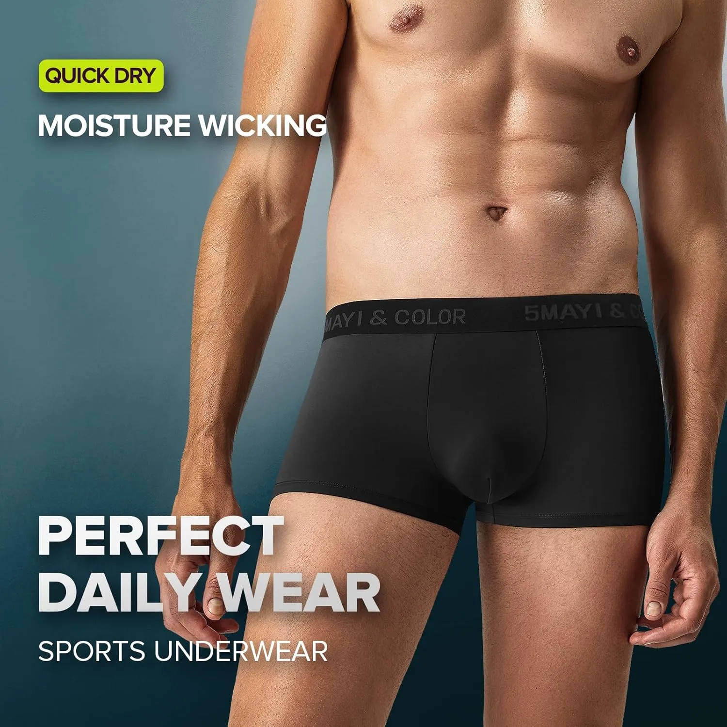 5Mayi Mens Underwear Boxer Briefs Short Leg Athletic Trunks Underwear for Men Pack No Fly