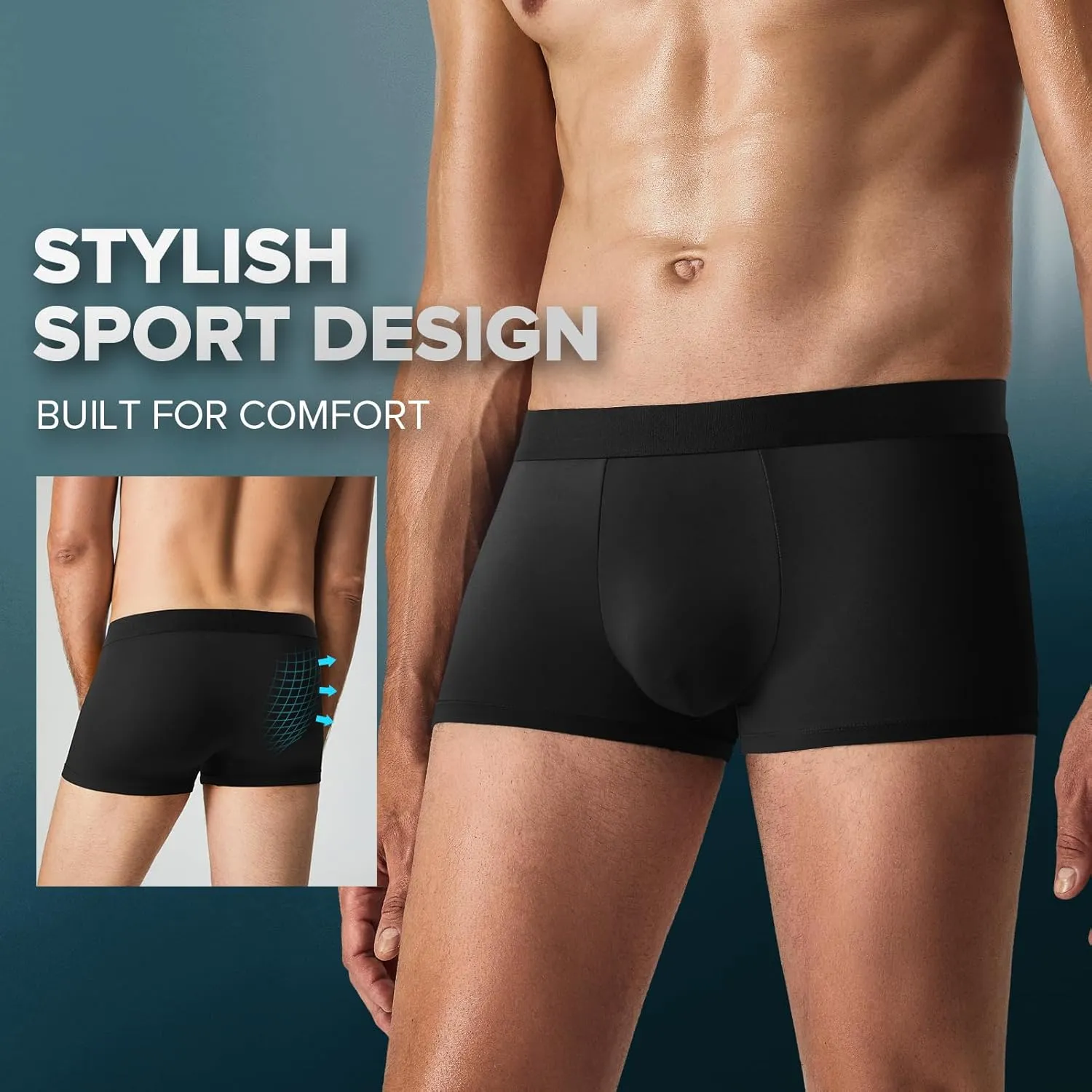 5Mayi Mens Underwear Boxer Briefs Short Leg Athletic Trunks Underwear for Men Pack No Fly