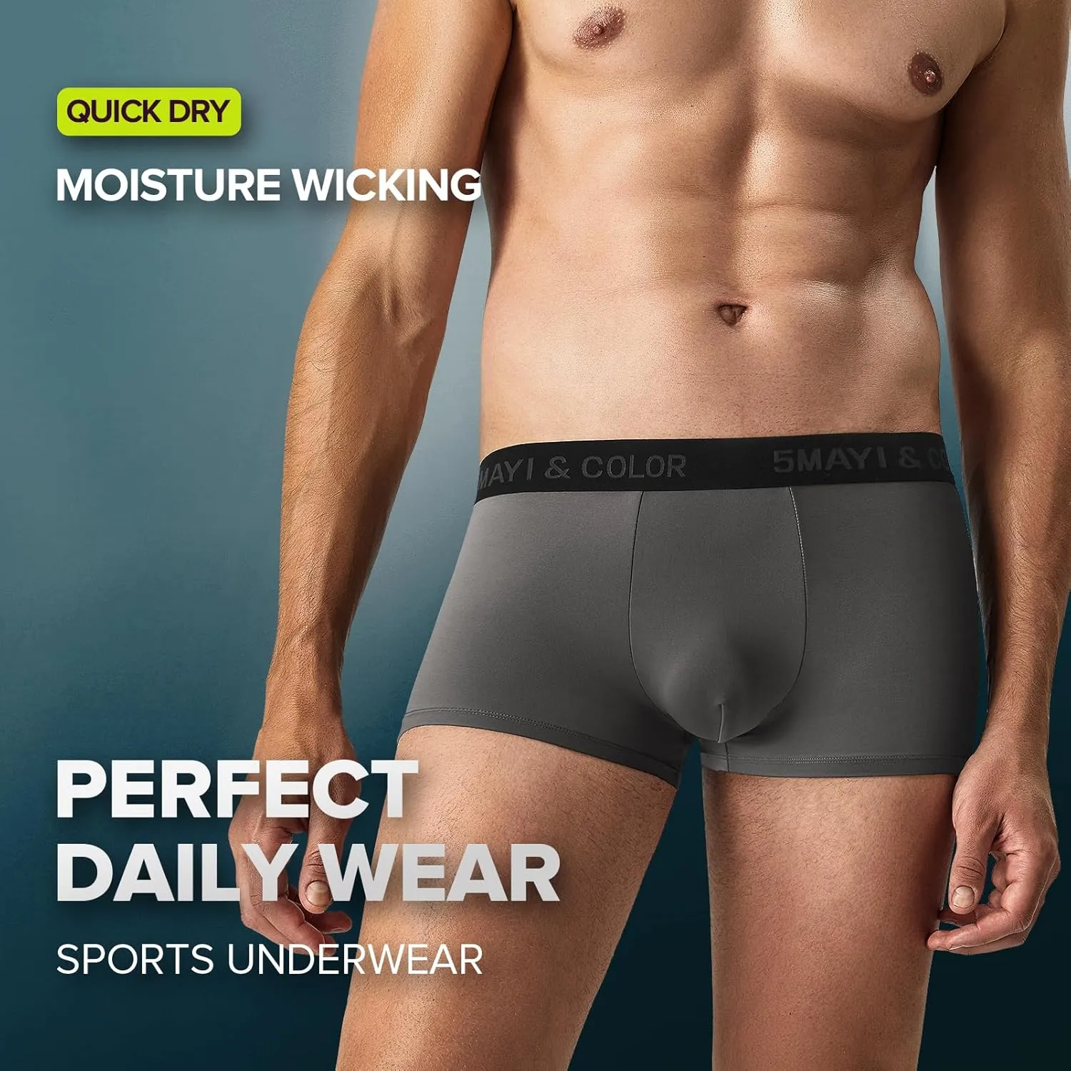 5Mayi Mens Underwear Boxer Briefs Short Leg Athletic Trunks Underwear for Men Pack No Fly