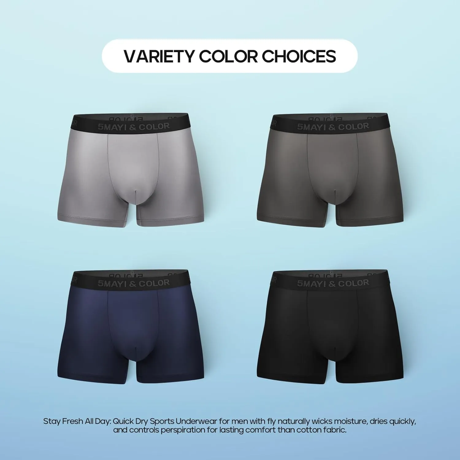 5Mayi Mens Underwear Boxer Briefs Short Leg Athletic Trunks Underwear for Men Pack No Fly