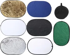 7-in-1 Oval Reflector 60x90cm Photo Studio Softbox with Carrying Bag for Portrait Lighting
