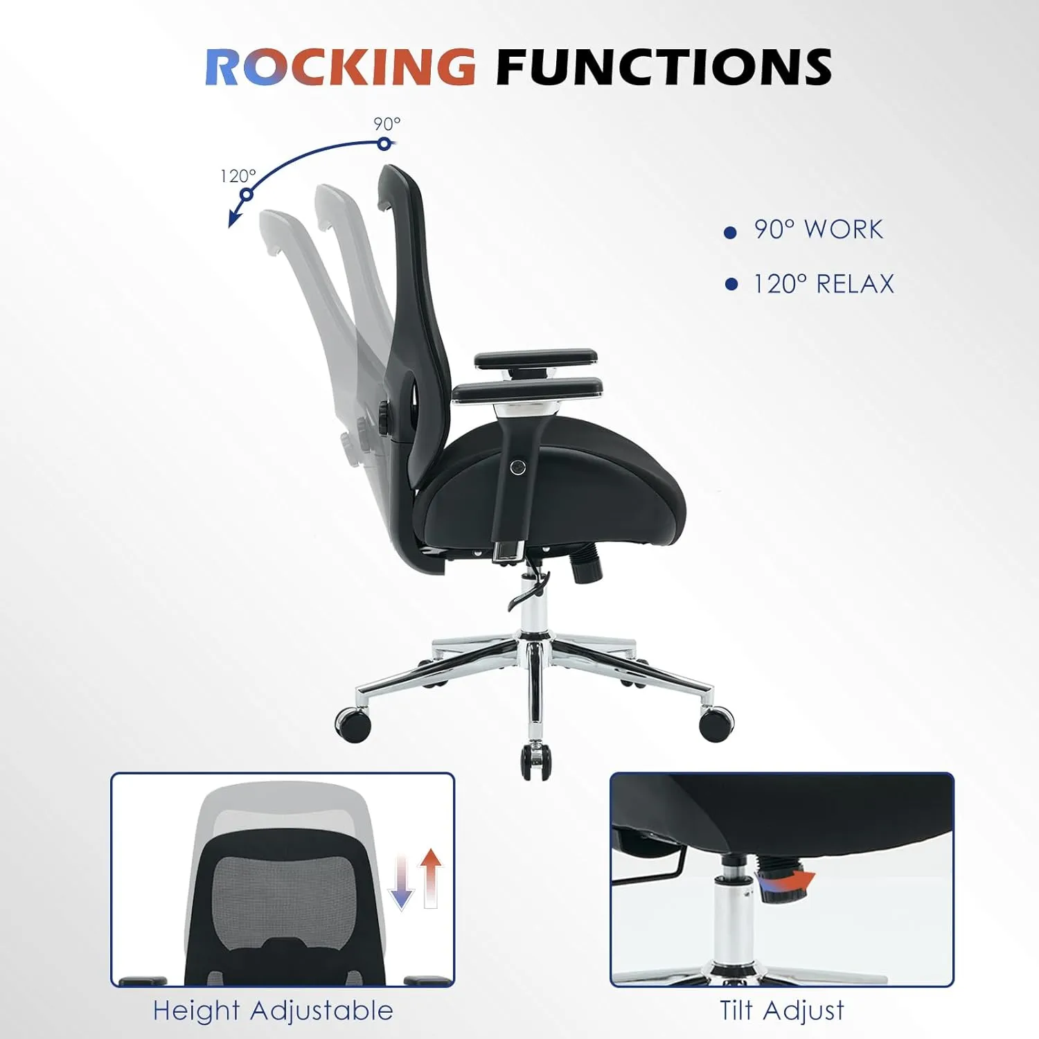 700lbs Big and Tall Office Chair with Wide Thick Seat Cushion for Sitting All Day,Ergonomic Mesh Desk Chair with Adjustable Lumbar Support for Heavy People,4D Armrests