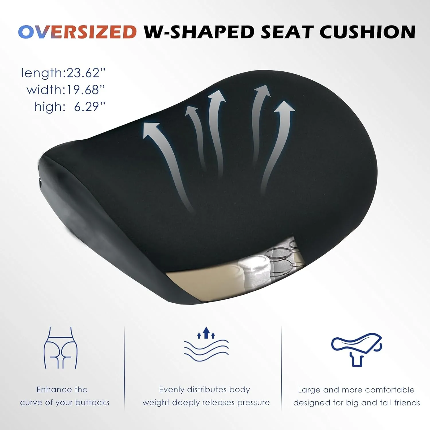 700lbs Big and Tall Office Chair with Wide Thick Seat Cushion for Sitting All Day,Ergonomic Mesh Desk Chair with Adjustable Lumbar Support for Heavy People,4D Armrests