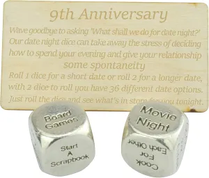 9 Year Anniversary Metal Date Night Dice - Create a Unique 9th Anniversary Date Night