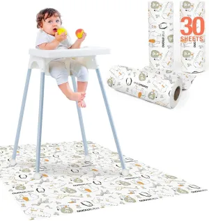 90 Pack | Mix of 3 Models (30 pcs) | Disposable Splat Mat for Under High Chair | 40"x47"| Waterproof Splash Mat for Floor | Baby Activity Mat for Indoor and Outdoor | Catcher for Highchair