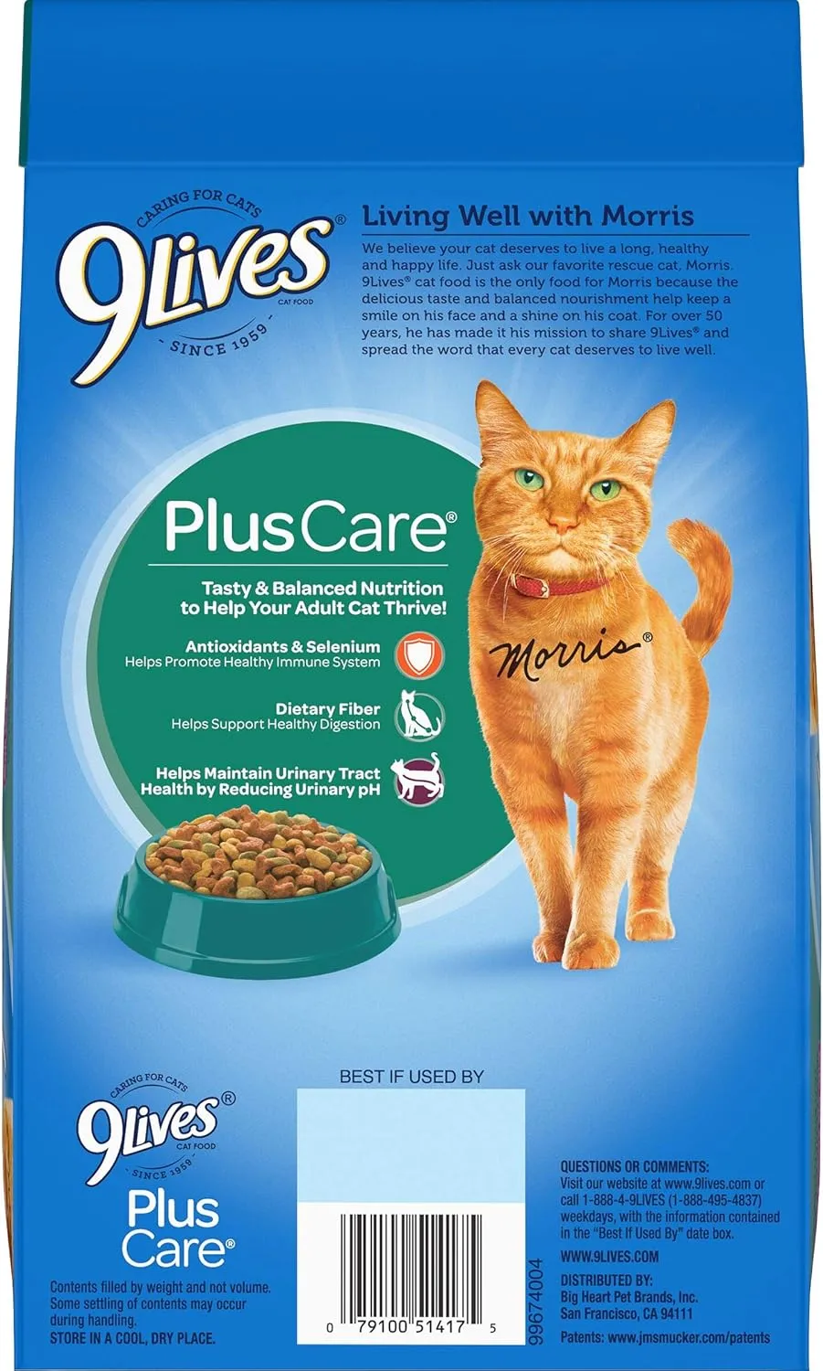 9Lives Plus Care Dry Cat Food, 3.15 lb. Bag
