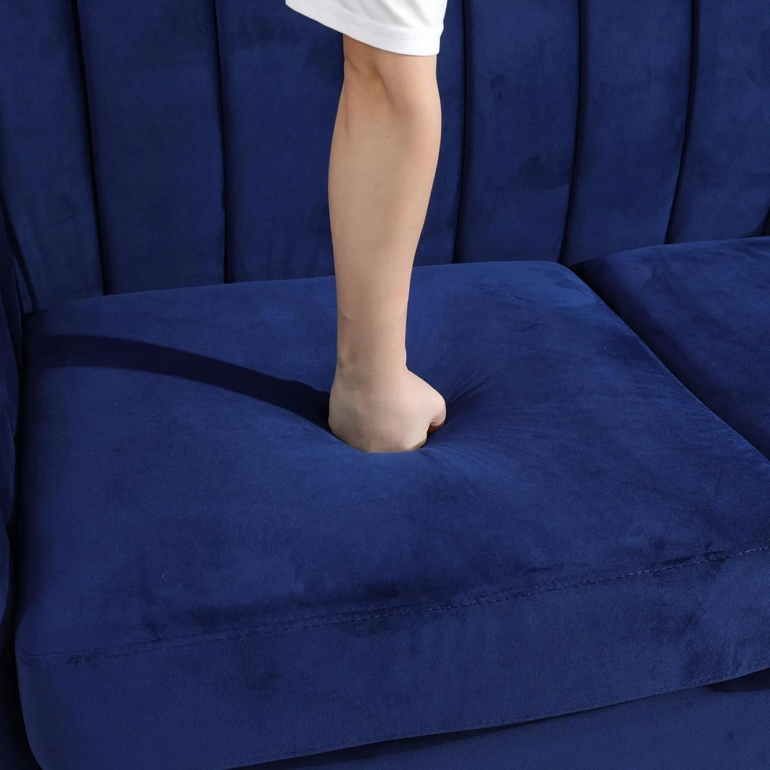 Accent Chair, Single Couch Chair with Style Button Tufted, Scroll Arms and Nailhead for Living Room, Office, Apartment, Blue